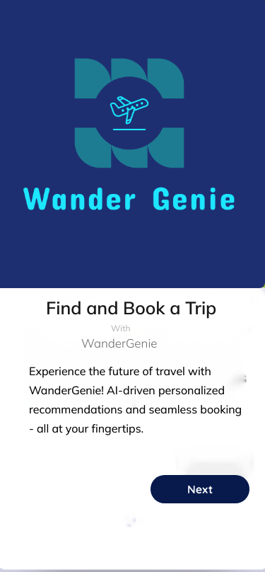 WanderGenie AI-Powered app screenshot showcasing feature 1